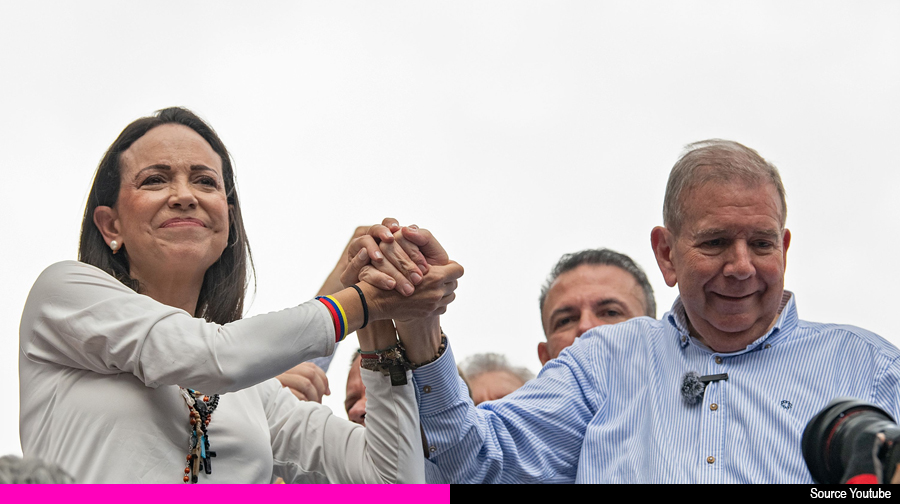Maria Machado, leadeuse de l'opposition, et Edmundo Gonzales, président vénézuélien élu.