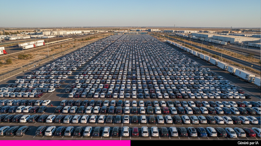 Un parking de voiture attendant d'être livrées aux futurs acheteurs